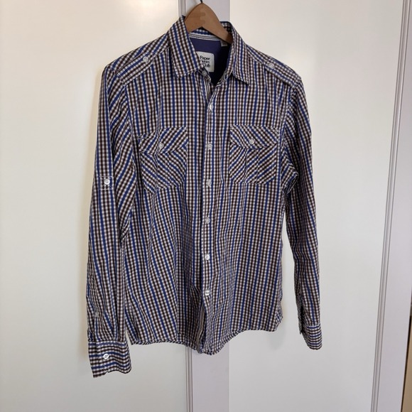 Paper Denim Cloth PD&C Western Men Large‎ Long Sleeve Plaid Medium - Picture 2 of 10